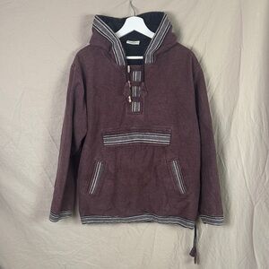 Virblatt sweater baja hippie hoodie size large maroon
